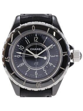 Chanel J12 33 Ceramic Leather Quartz Analog Display Black Dial Watch